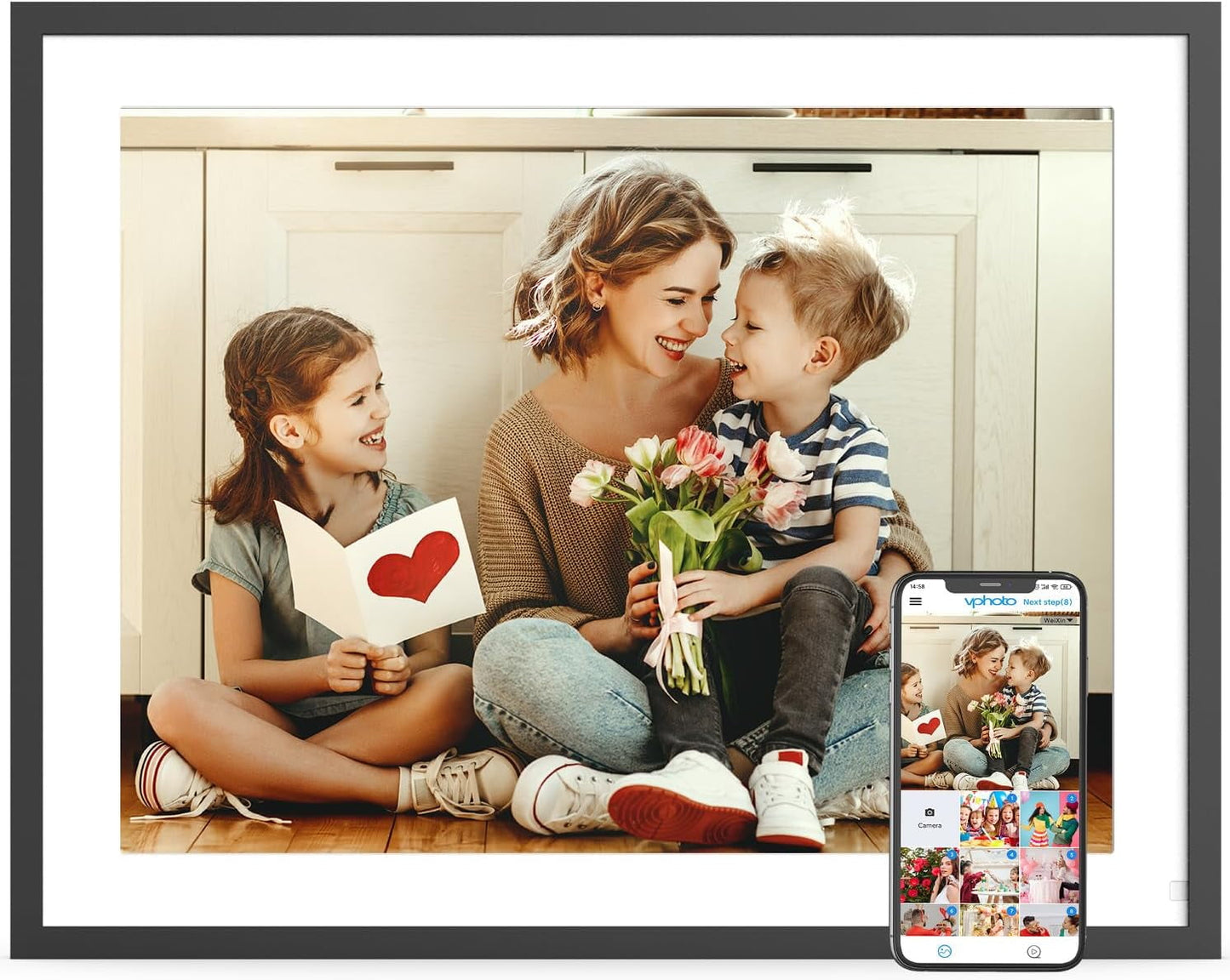 EKASN Digital Picture Frame,10.1" 16GB WiFi Photo Frame with 2 Replacement frame
